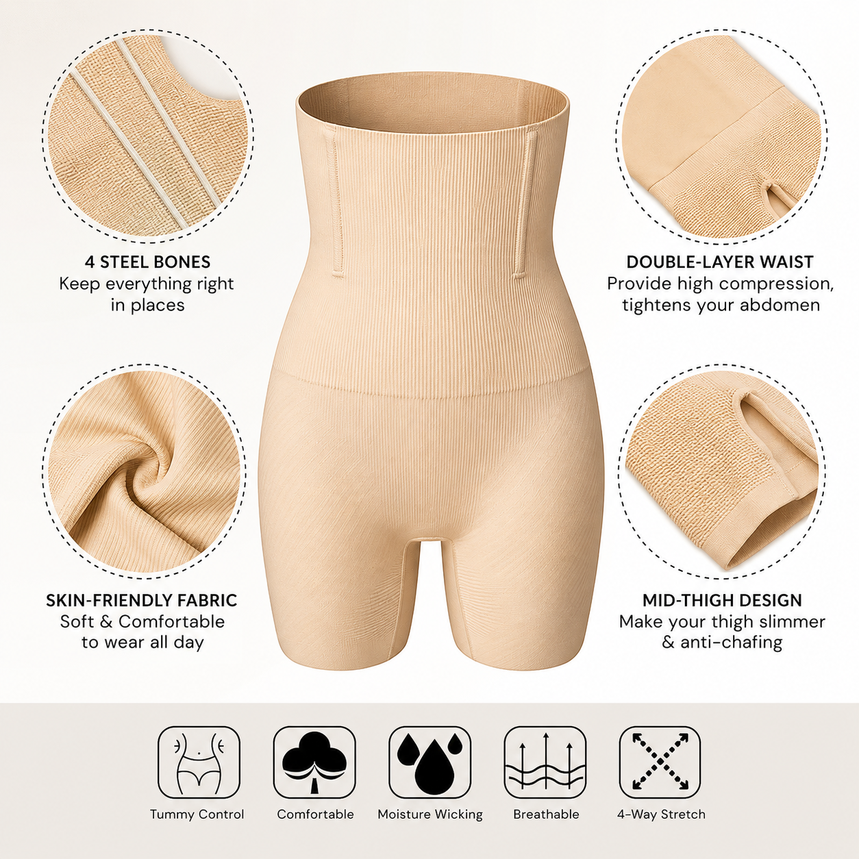Curvy Peach™ Seamless Tummy Shaper (Pack of 2)
